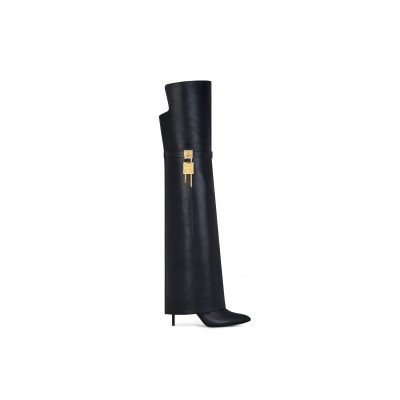 GIVENCHY SHARK LOCK STILETTO OVER-THE-KNEE BOOTS IN LEATHER BE703RE223-001